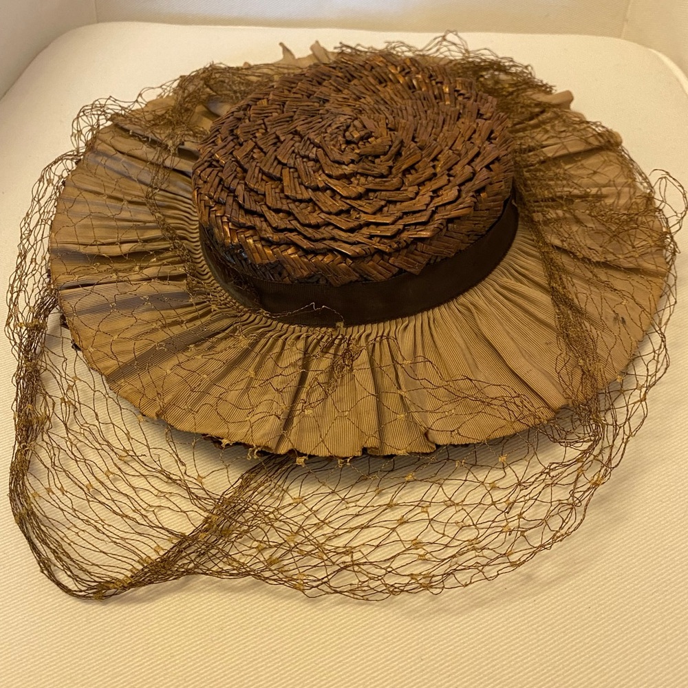 Brown Wide-Brim Hat with Layered Details